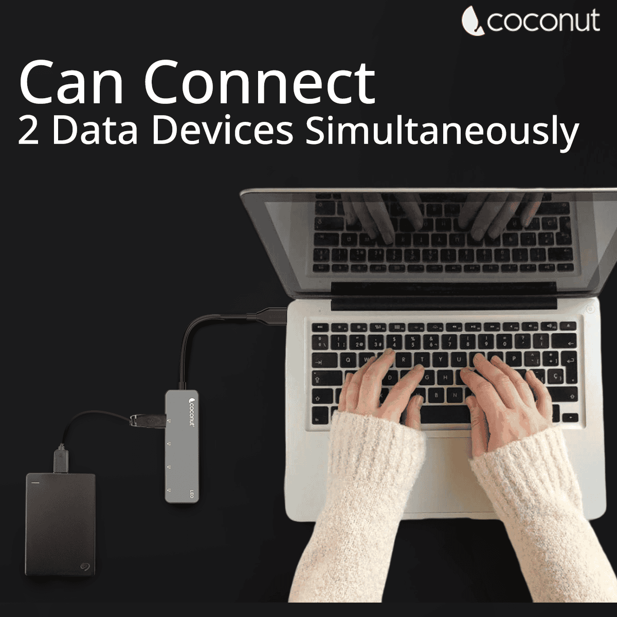 UH21 Leo 4-Port USB 2.0 Hub with 1M Cable for seamless connectivity